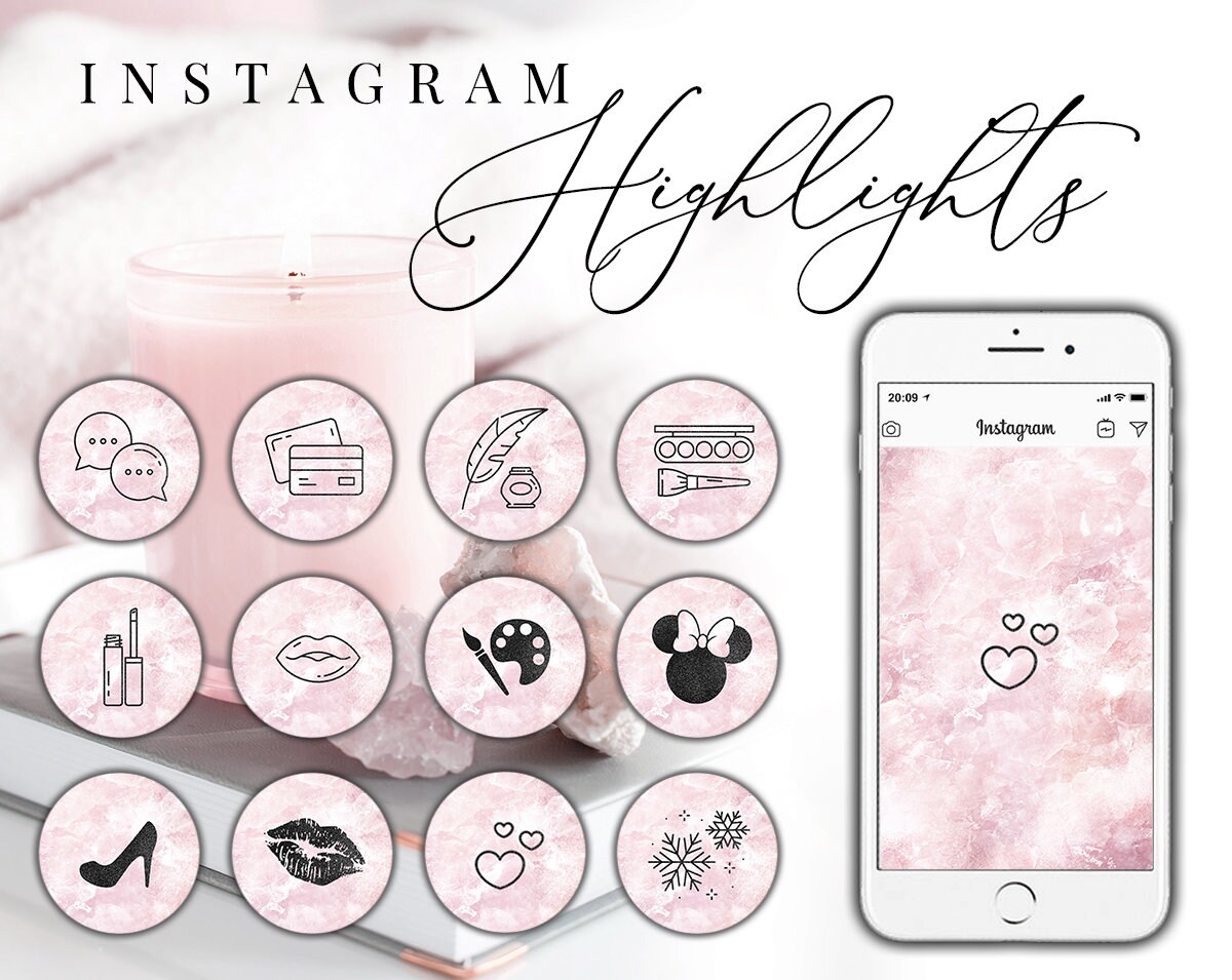 1700 Rose Quartz Instagram stories Highlights Icons | Etsy