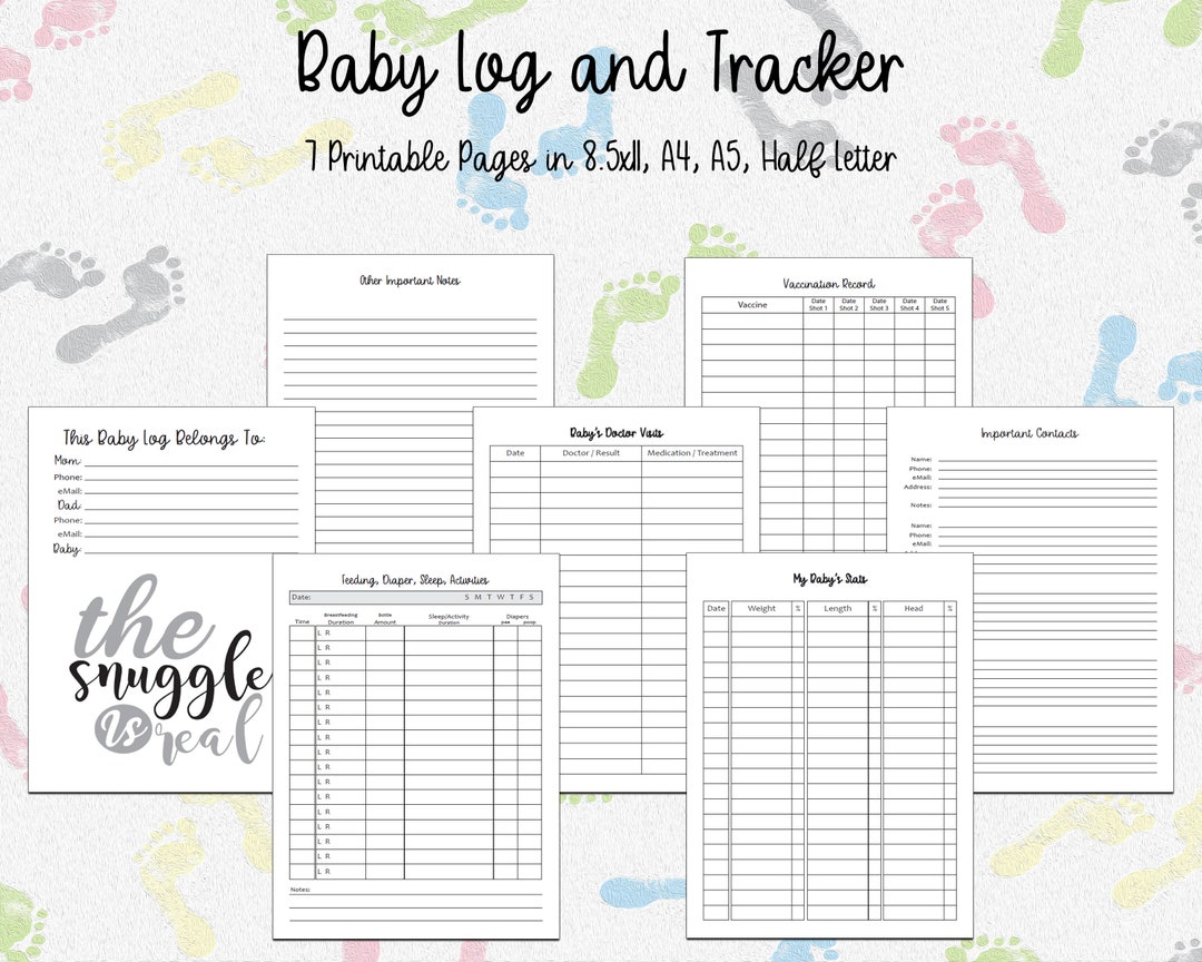 Infant Newborn Baby Daily Printable Log Nice Shower Gift for - Etsy