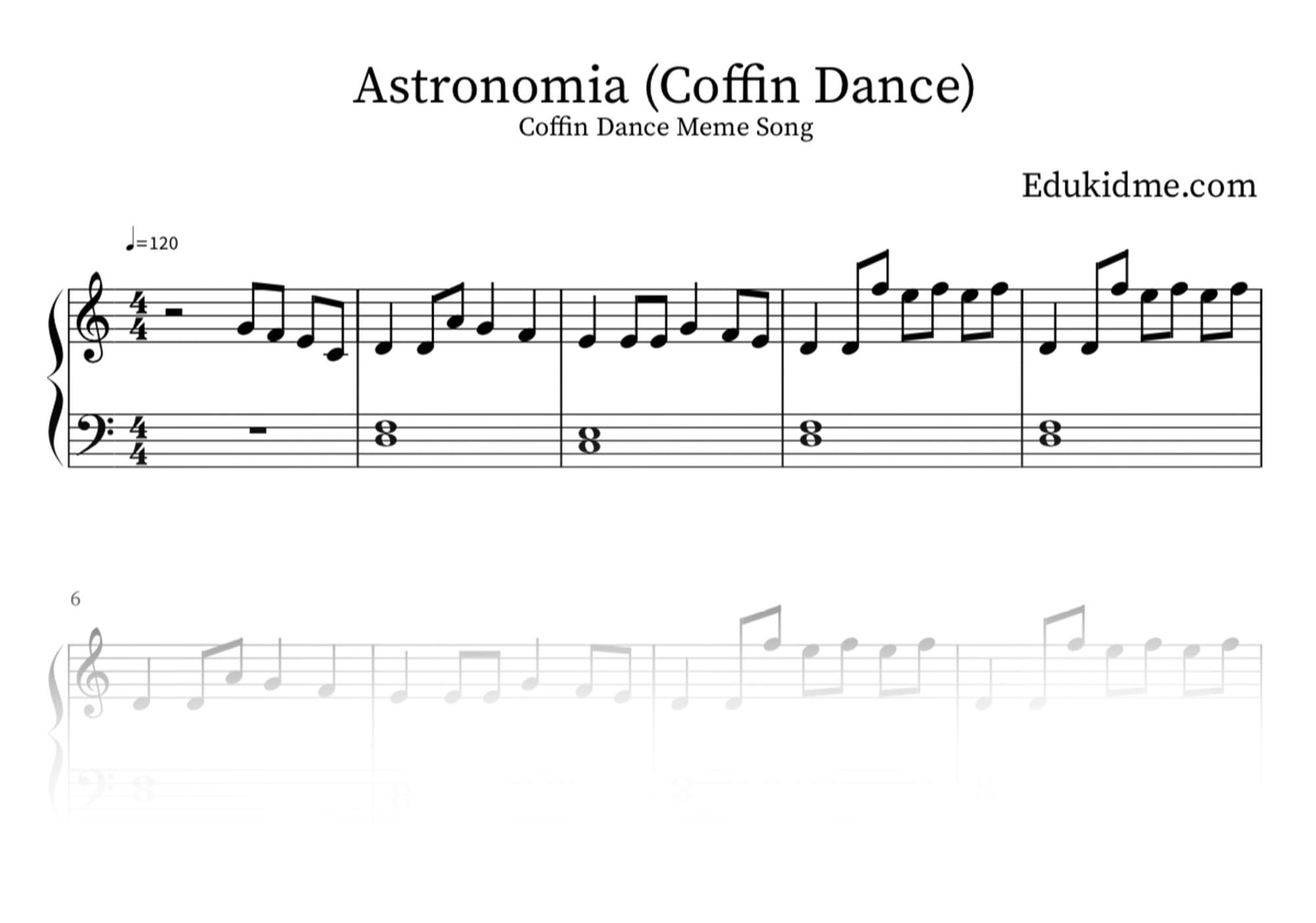 KimBo Astronomia (Coffin Dance Meme Song) Sheet Music (Piano Solo) In G ...