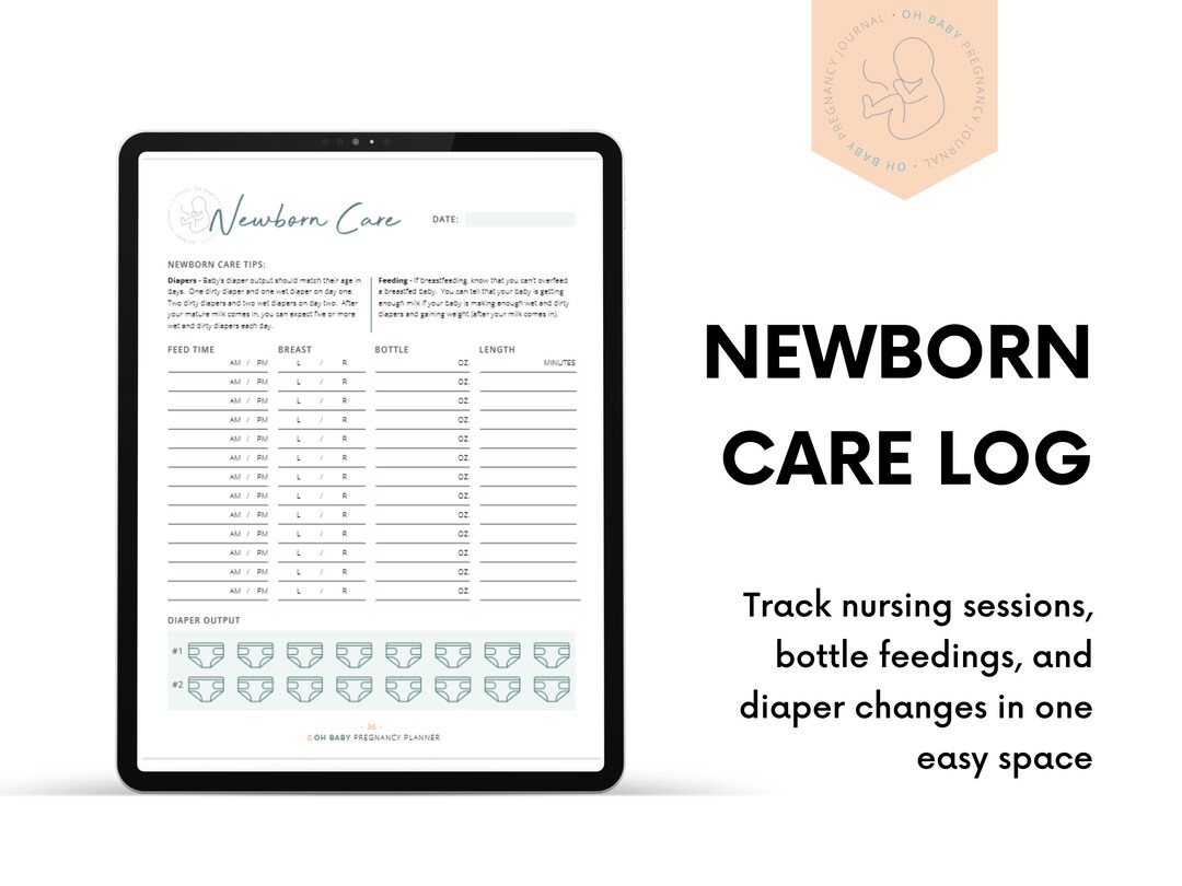 Newborn Care Log Breastfeeding Tracker Newborn Tracking Sheet Feeding ...