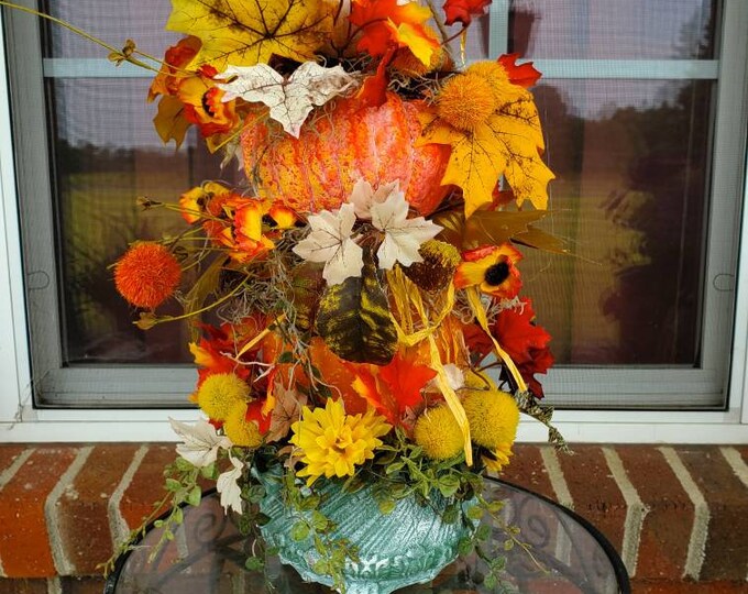 Gorgeous Pumpkin Topiary Pumpkins Stacked With Leaves & - Etsy