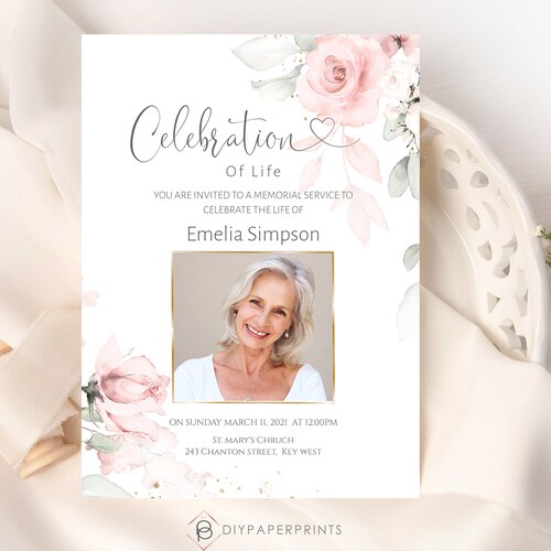 Celebration of Life Invitation Template Funeral Invitation - Etsy UK