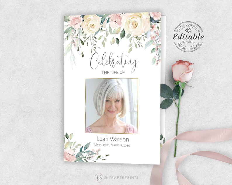 Editable Funeral Program Funeral Memorial Template Printable - Etsy UK