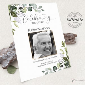 Celebration of Life Invitation Template, Funeral Invitation Template ...