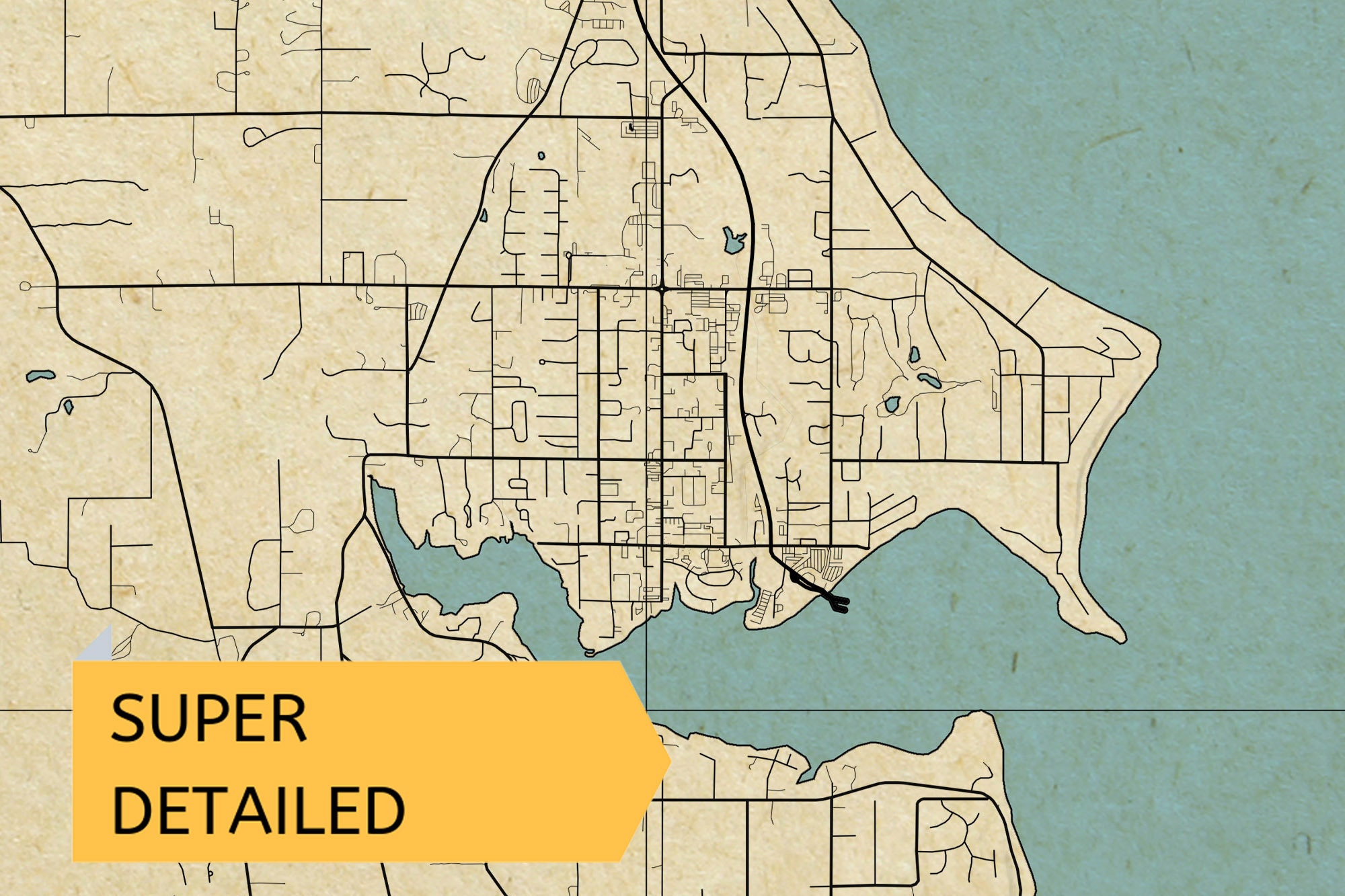 Printable Vintage Style Map of Bainbridge Island Washington - Etsy