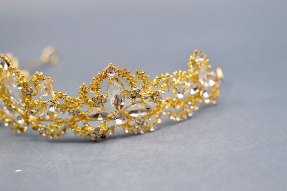 Gold tone with crystals, women's crown - image 2