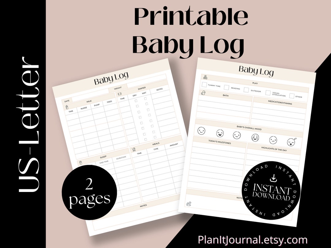 Printable Baby Log, Baby Tracker, Baby Care Log, US Letter, PDF ...