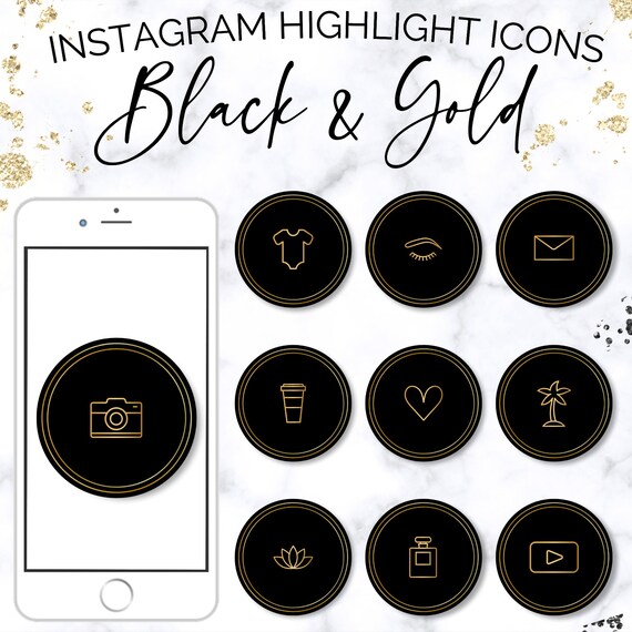 80 Black and Gold Instagram Icons Instagram Highlight Covers | Etsy