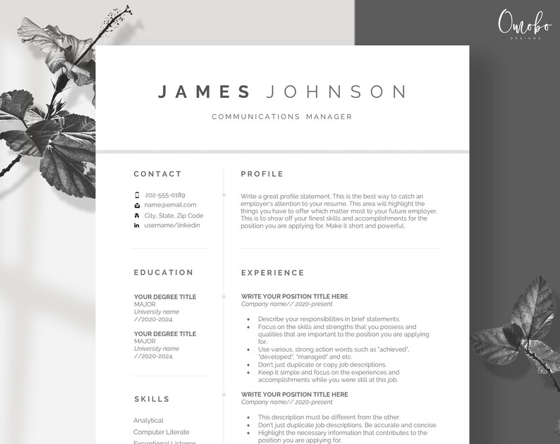 Resume Template, Resume, Professional Resume Template, Resume Templates ...