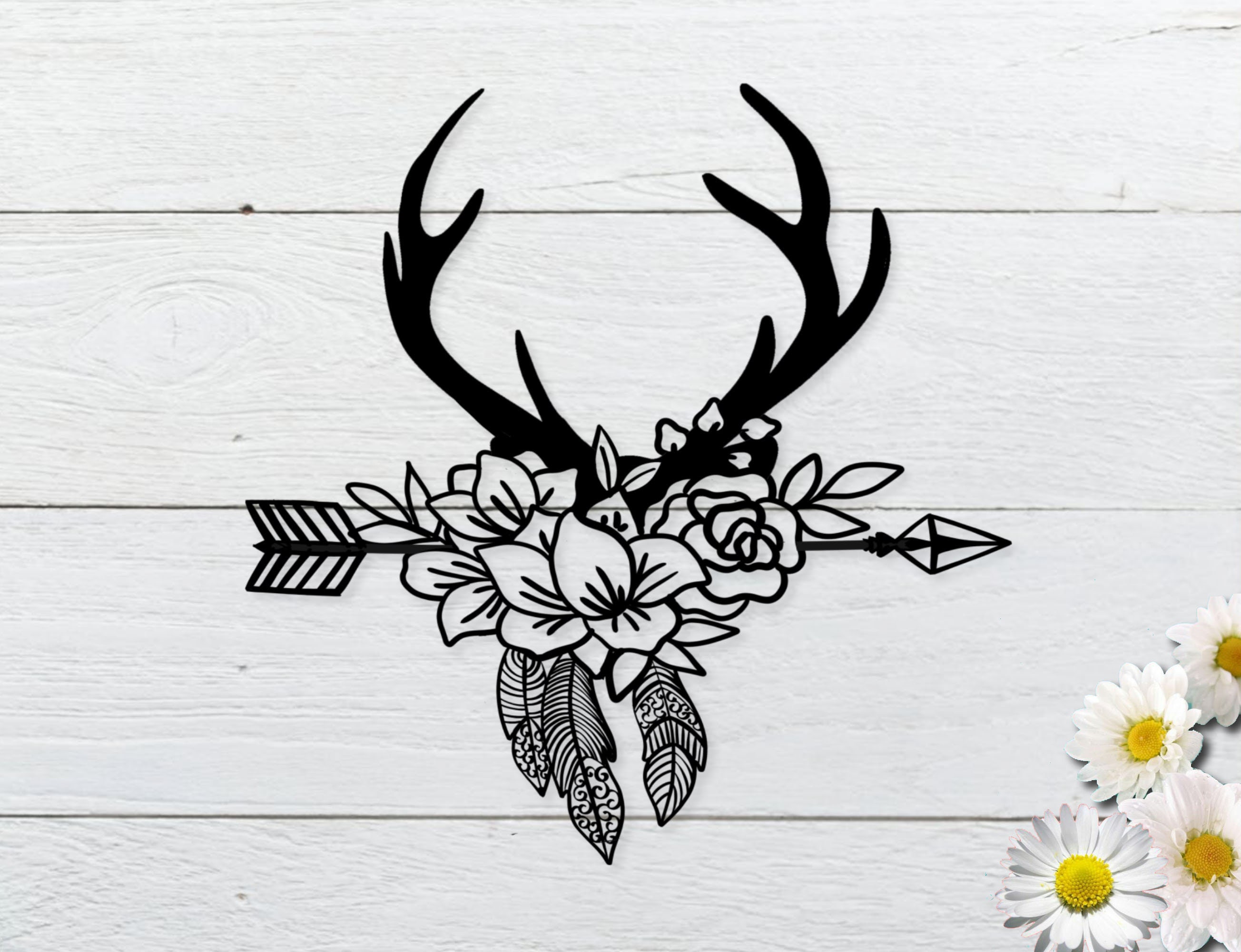 Download Floral boho antlers svgFlower deer antlers svg for cricut | Etsy