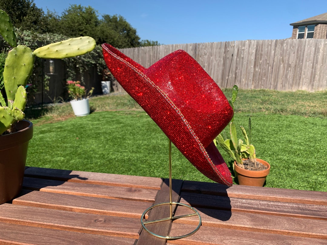 Red Rhinestone Cowboy Hat Cowgirl Hat Rhinestone Hat Festival Hat - Etsy