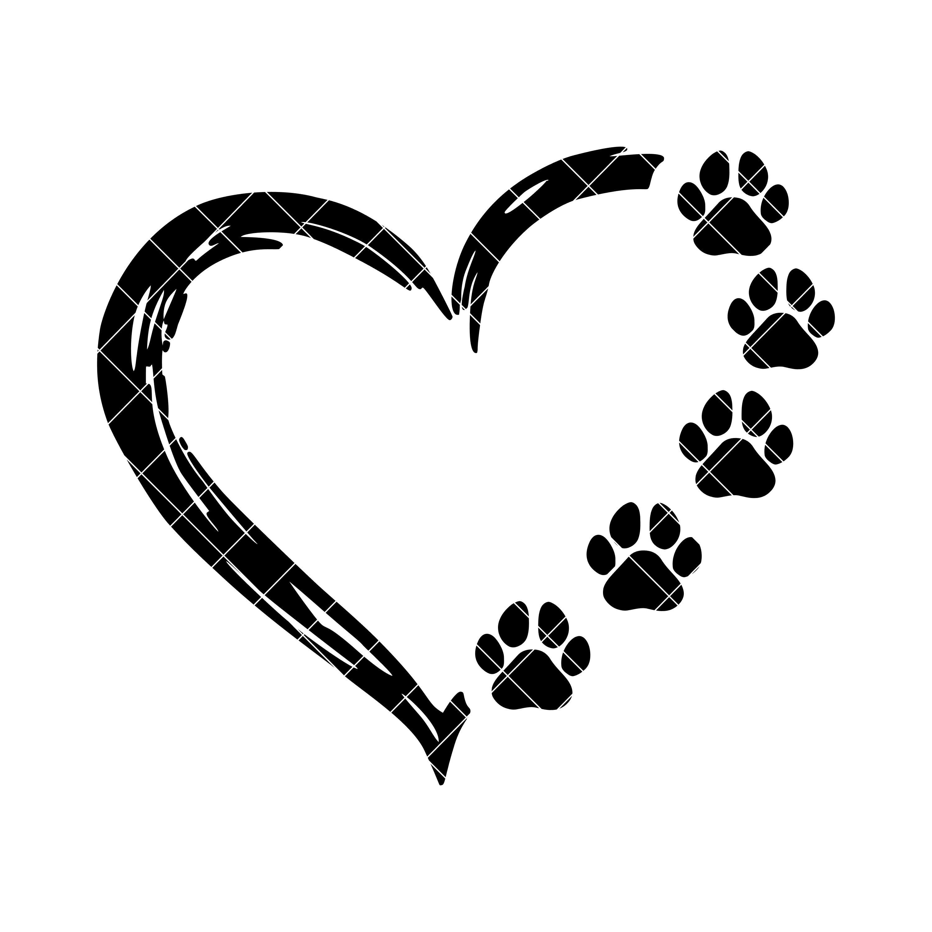 Dog Paw Heart Silhouette