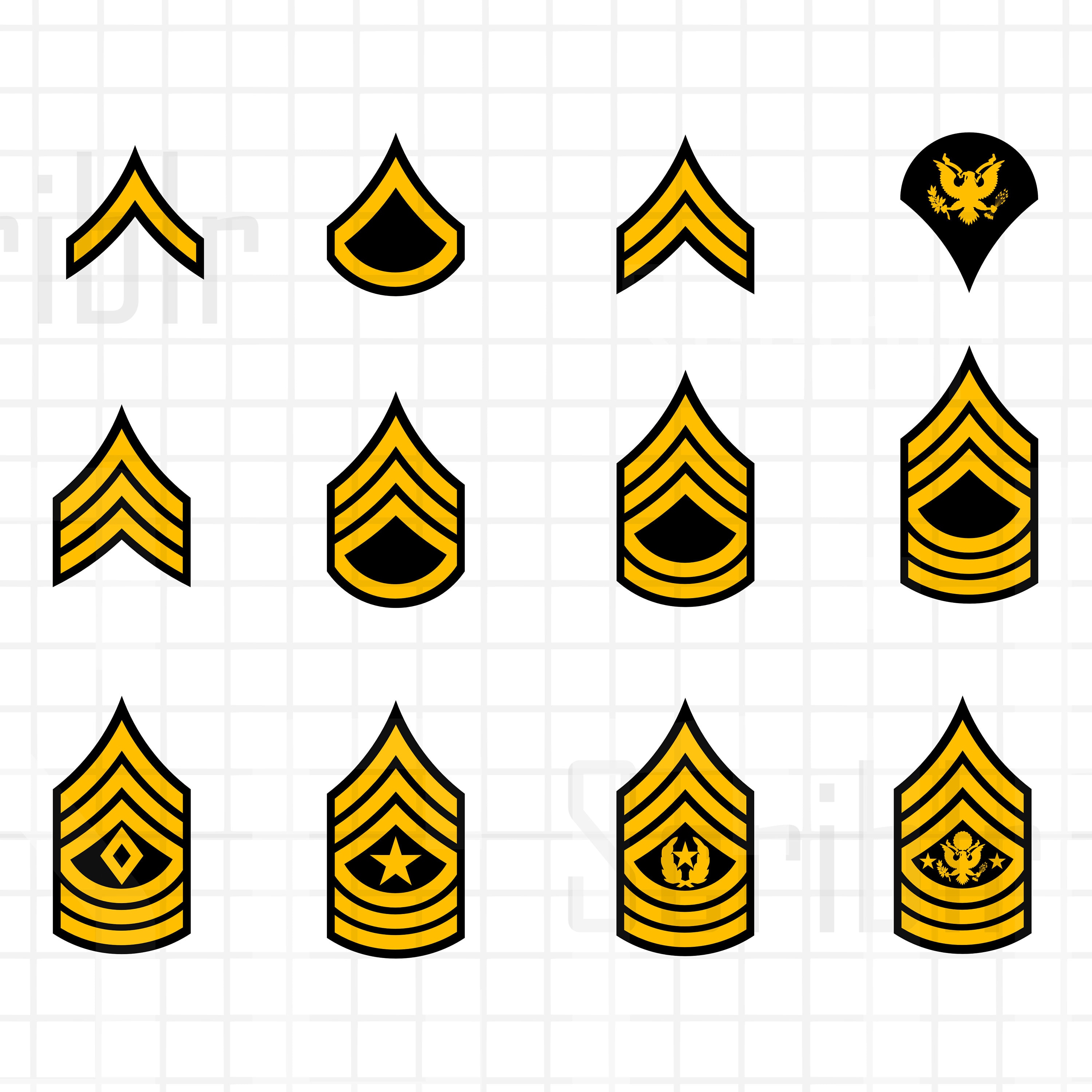 Us Army Enlisted Rank Insignia Svg File All In One Photos Images And ...