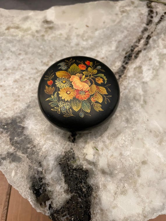 Vintage Hand-painted Floral Lacquer Box