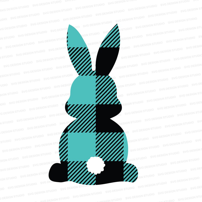 Easter Teal Buffalo Plaid Bunny Svg Bunny Svg Easter Rabbit - Etsy