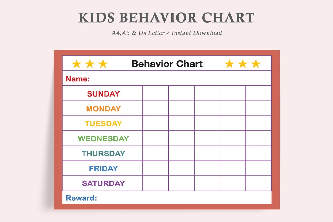 Kids Behavior Chart,reward Chart,responsibility Chart,children's ...