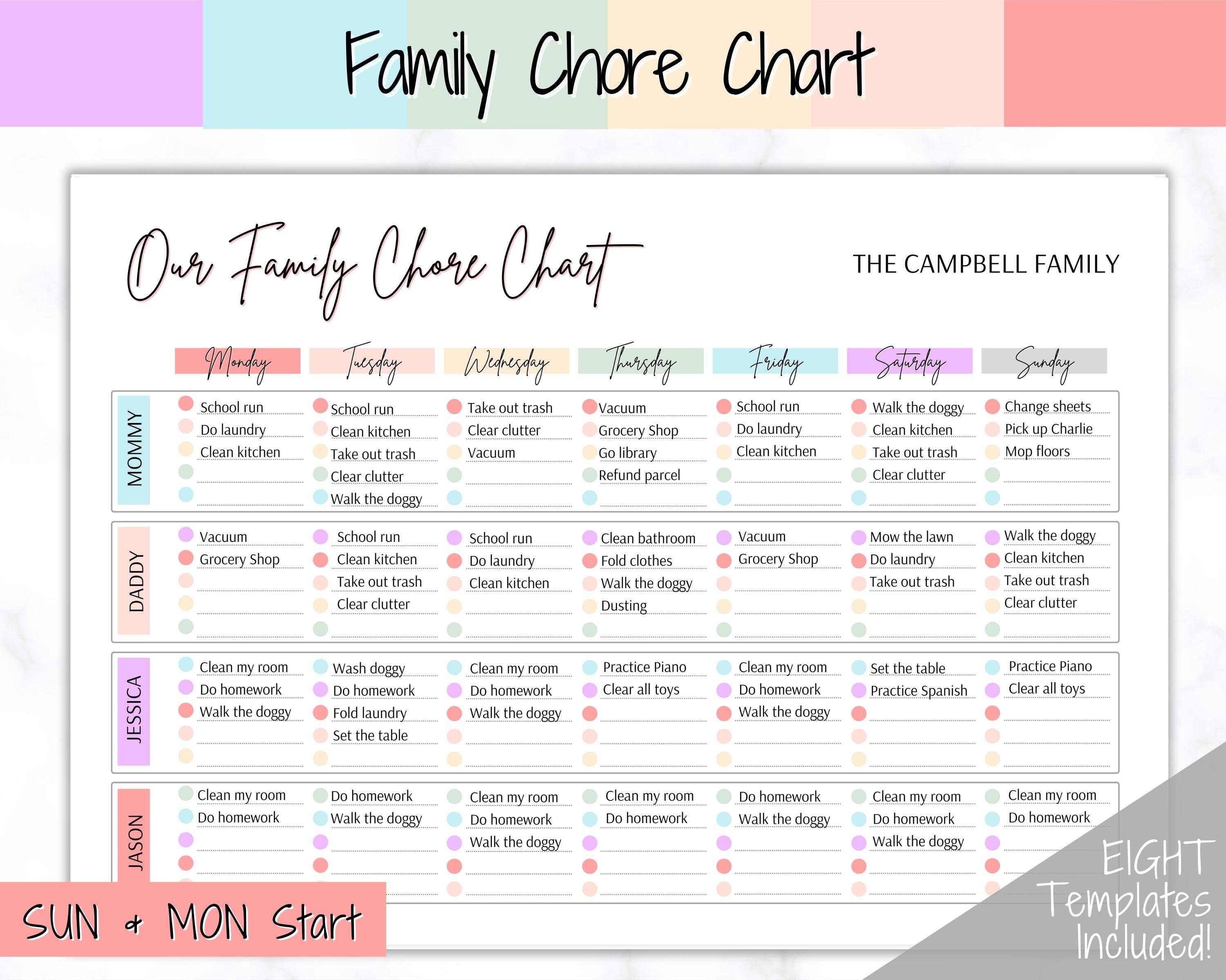 Free Printable Family Chore Chart Template