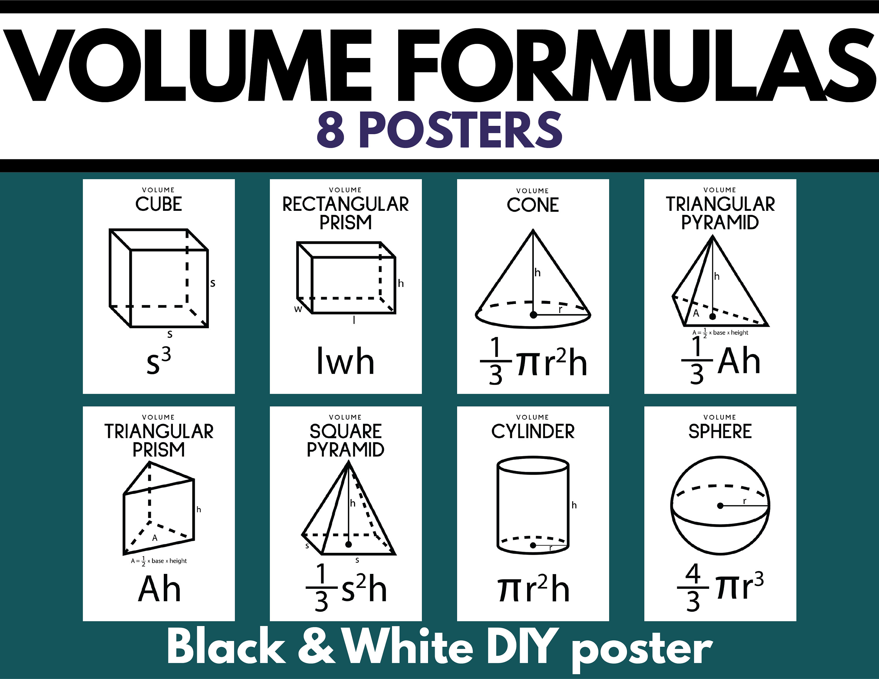 Volume Of 3d Shapes Formula Sheet