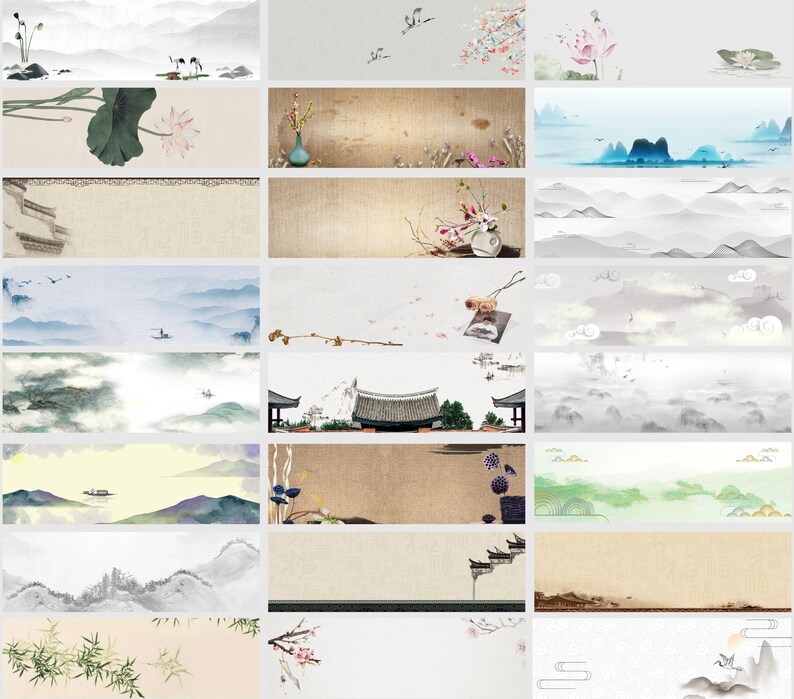 Asian Banner Templates Asian Banner Traditional Painting - Etsy