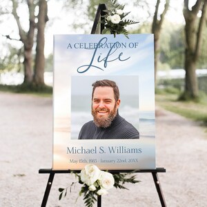 Blue Sky Clouds Funeral Poster Heaven Sky Memorial Poster Photo Sign ...