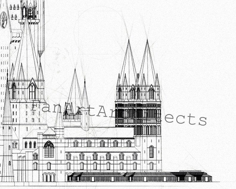 Hogwarts Castle Inspired Architecture Blueprint Harry Potter | Etsy