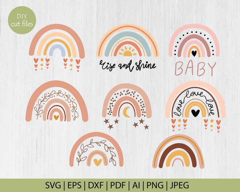 Download Boho Rainbow svg budnle Boho Rainbow Clipart PNG File | Etsy