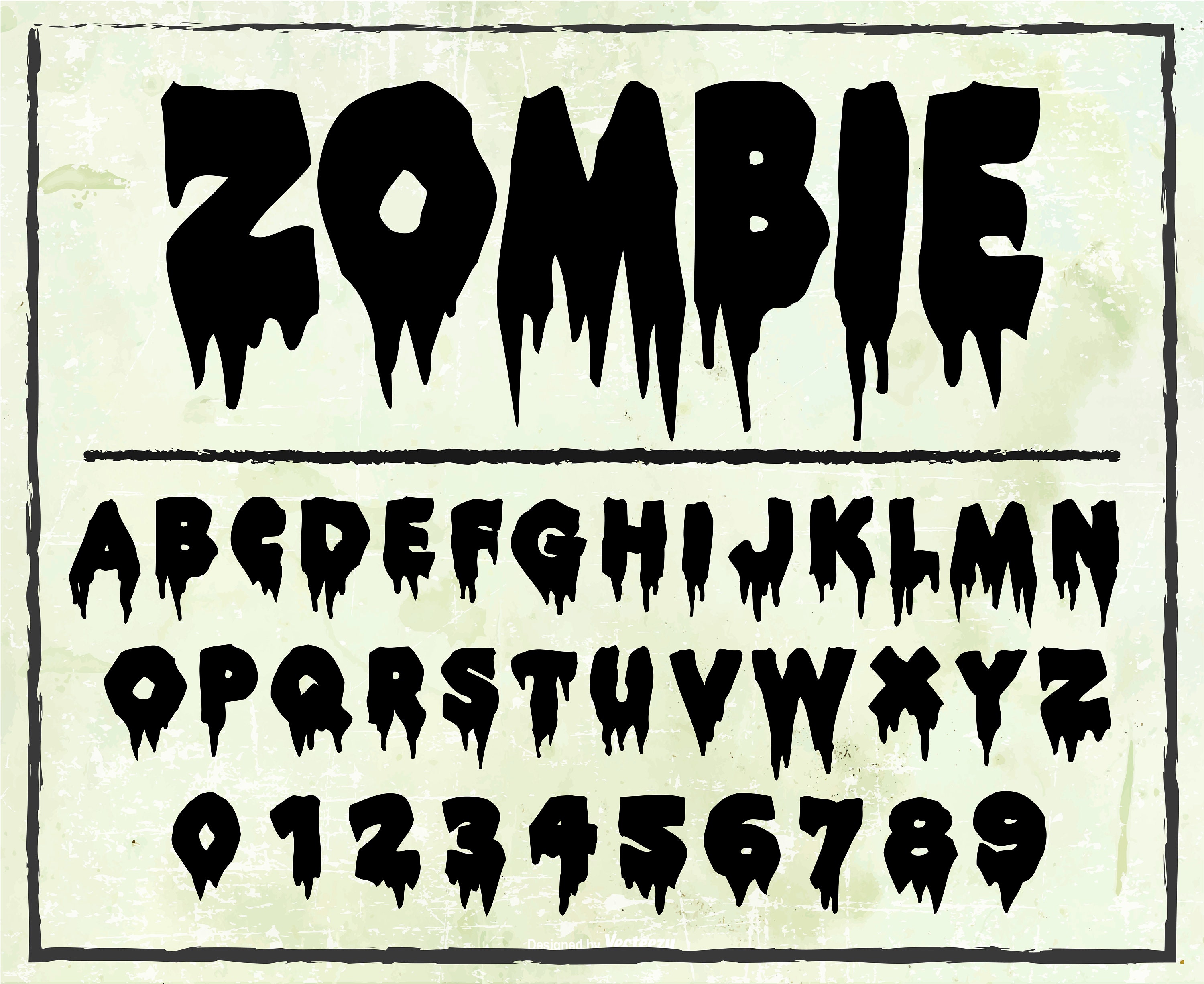 Alphabet And Numbers Fonts Alphabet Zombie Font Scary Font Horror | My ...