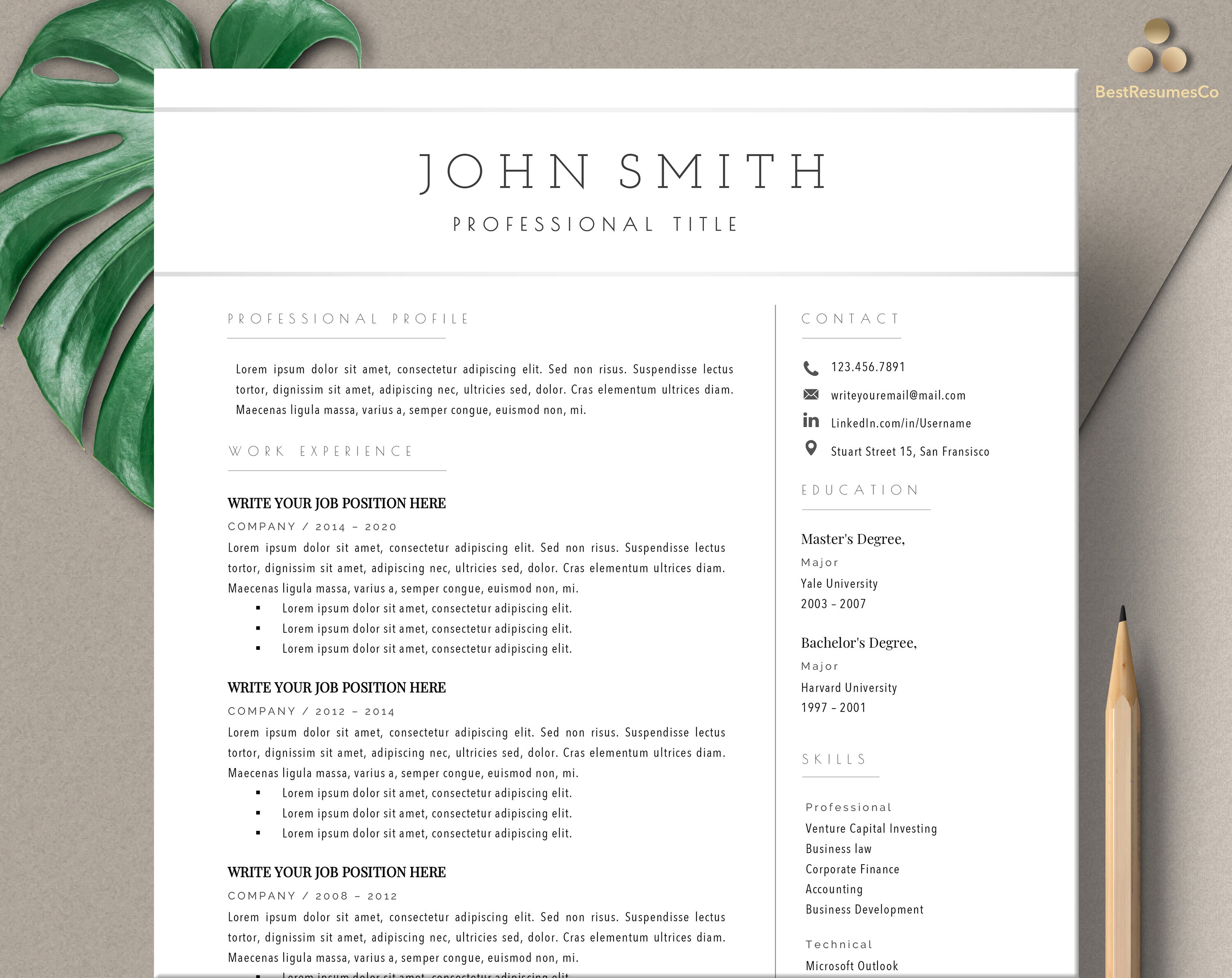 Professional Resume Template Instant Download Modern Resume | Etsy