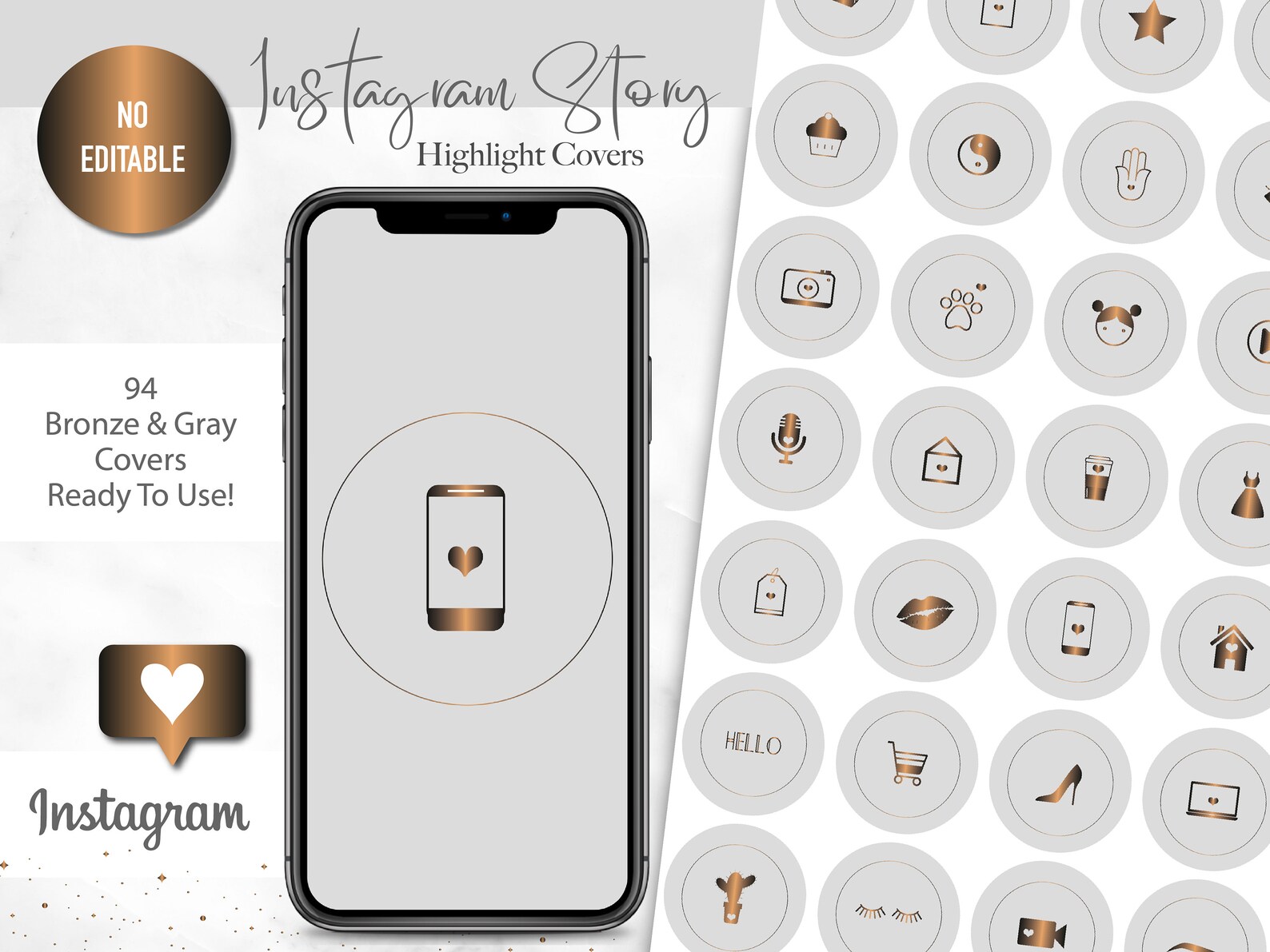 DIY Instagram Highlight Icon Covers Instagram Stories Bronze & Gray ...