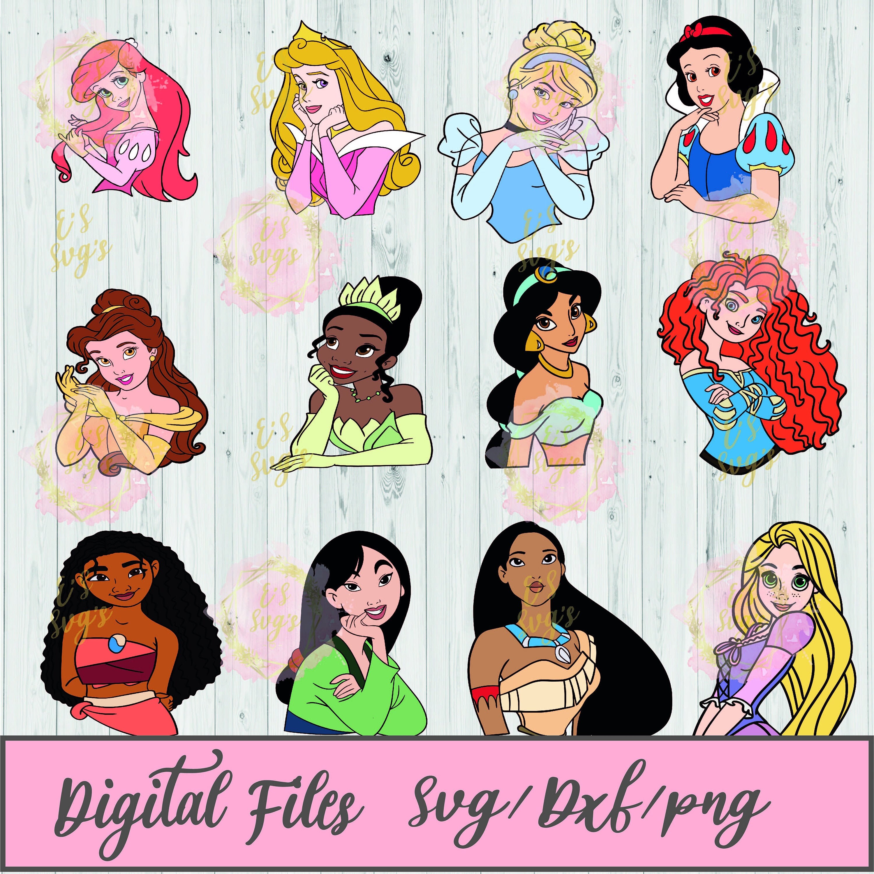 Disney princess bundle svg bundle files for cricut | Etsy