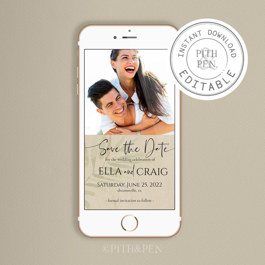 Digital Wedding Save the Date With Photo, Electronic Invitation, Text ...