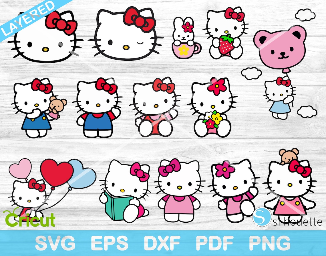 Hello Kitty Svg Bundle 14 Cut Files Hello Kitty Svg Png | Etsy