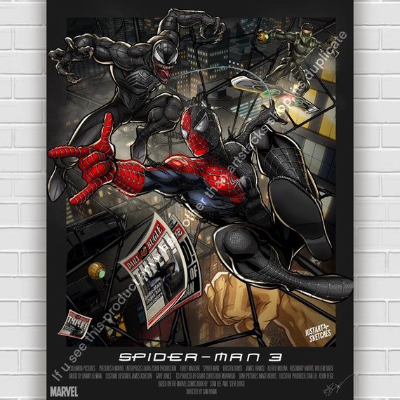 Spider Man 3 Movie Sam Raimi Spiderman Newspaper Poster - Etsy