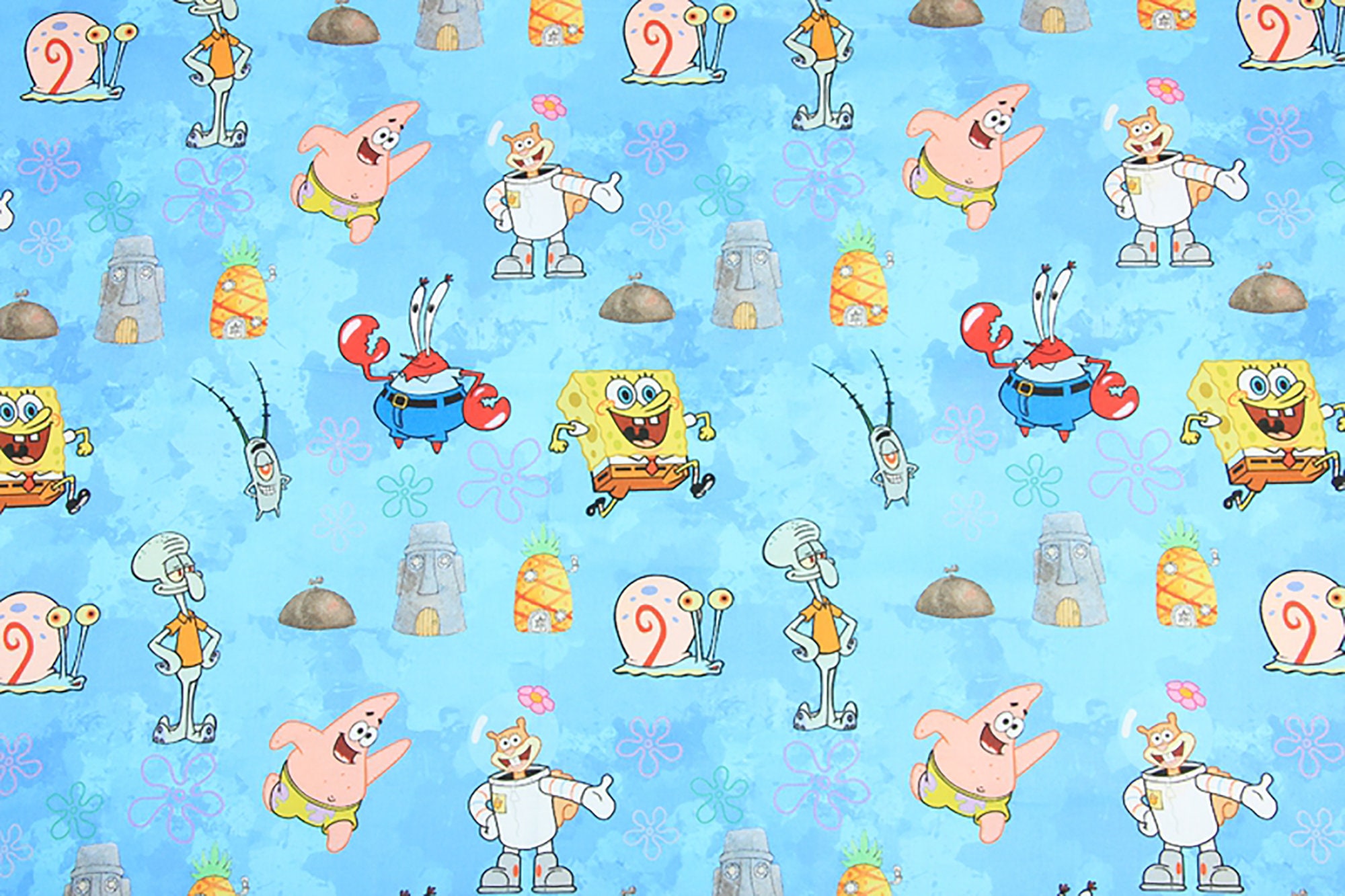 SpongeBob Fabric Under Water 100% Cotton Fabric Cartoon | Etsy