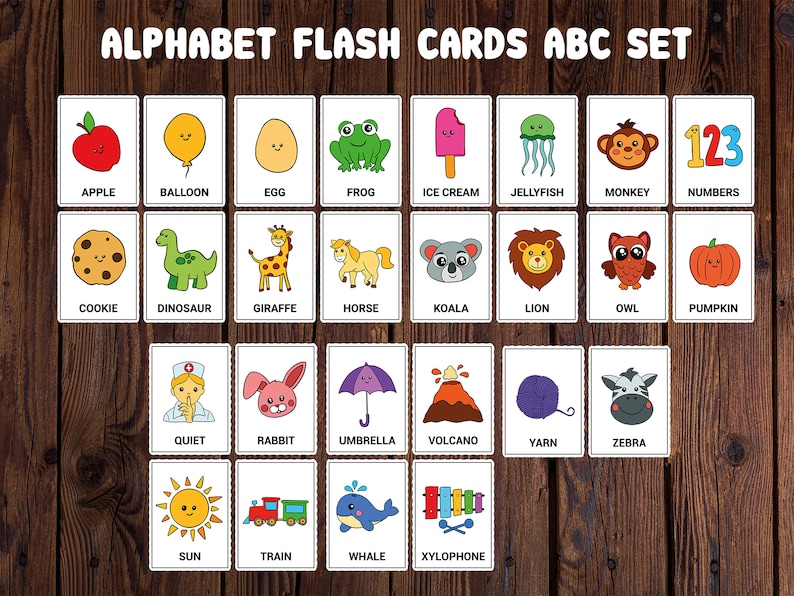 Preschool Alphabet Flash Cards ABC Animal Flash Cards Alphabet | Etsy