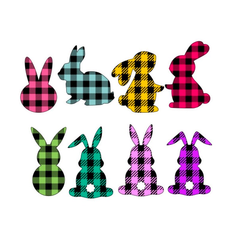 Plaid Pattern Bunny Silhouette Cuttable Design SVG PNG DXF & - Etsy