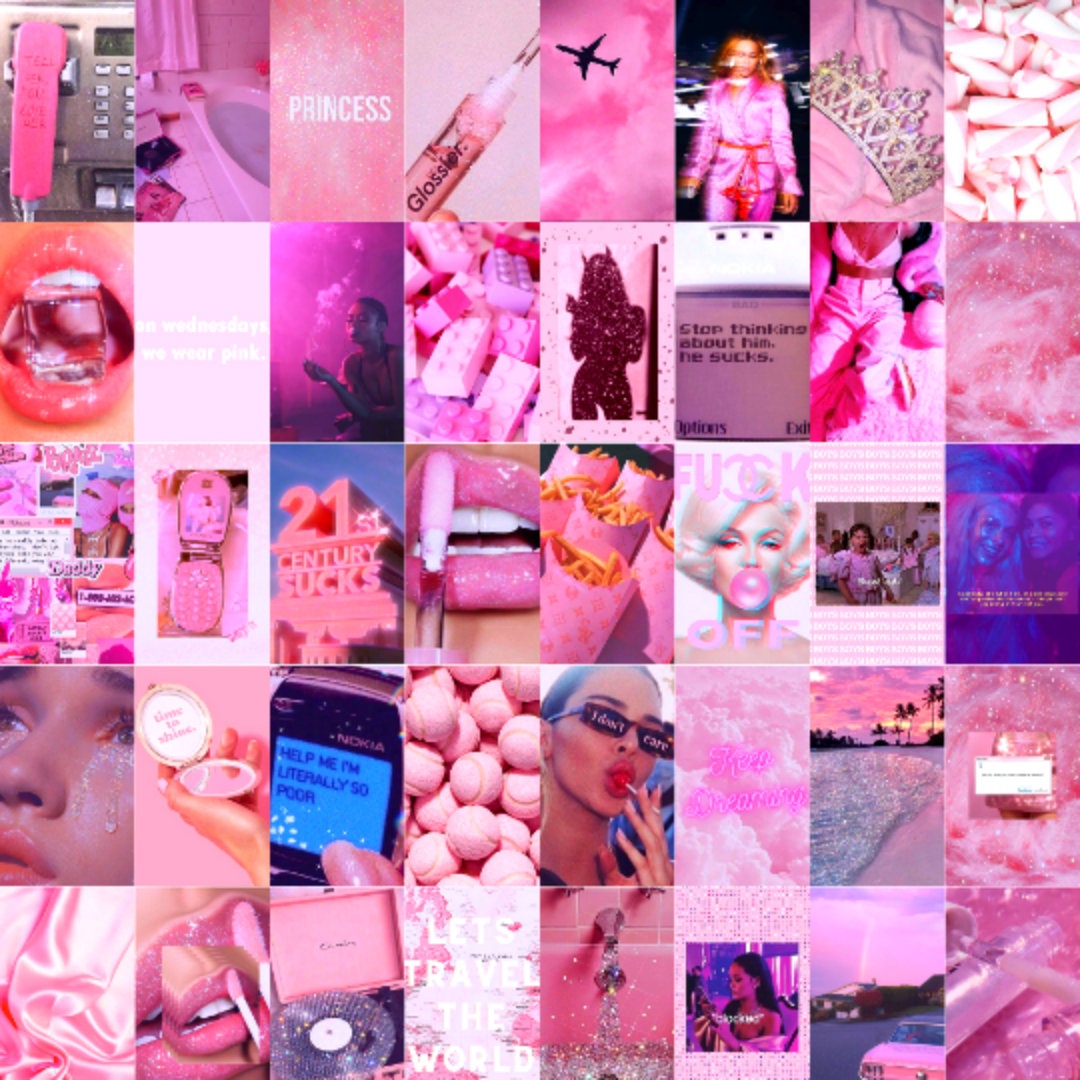 Boujee Pink Baddie Wall Collage Kit digital Download 40 Pcs - Etsy