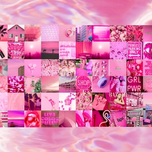 Wall Collage Kit 90 Hot Deep Pink Aesthetic VSCO Wall Decor Collage Kit ...