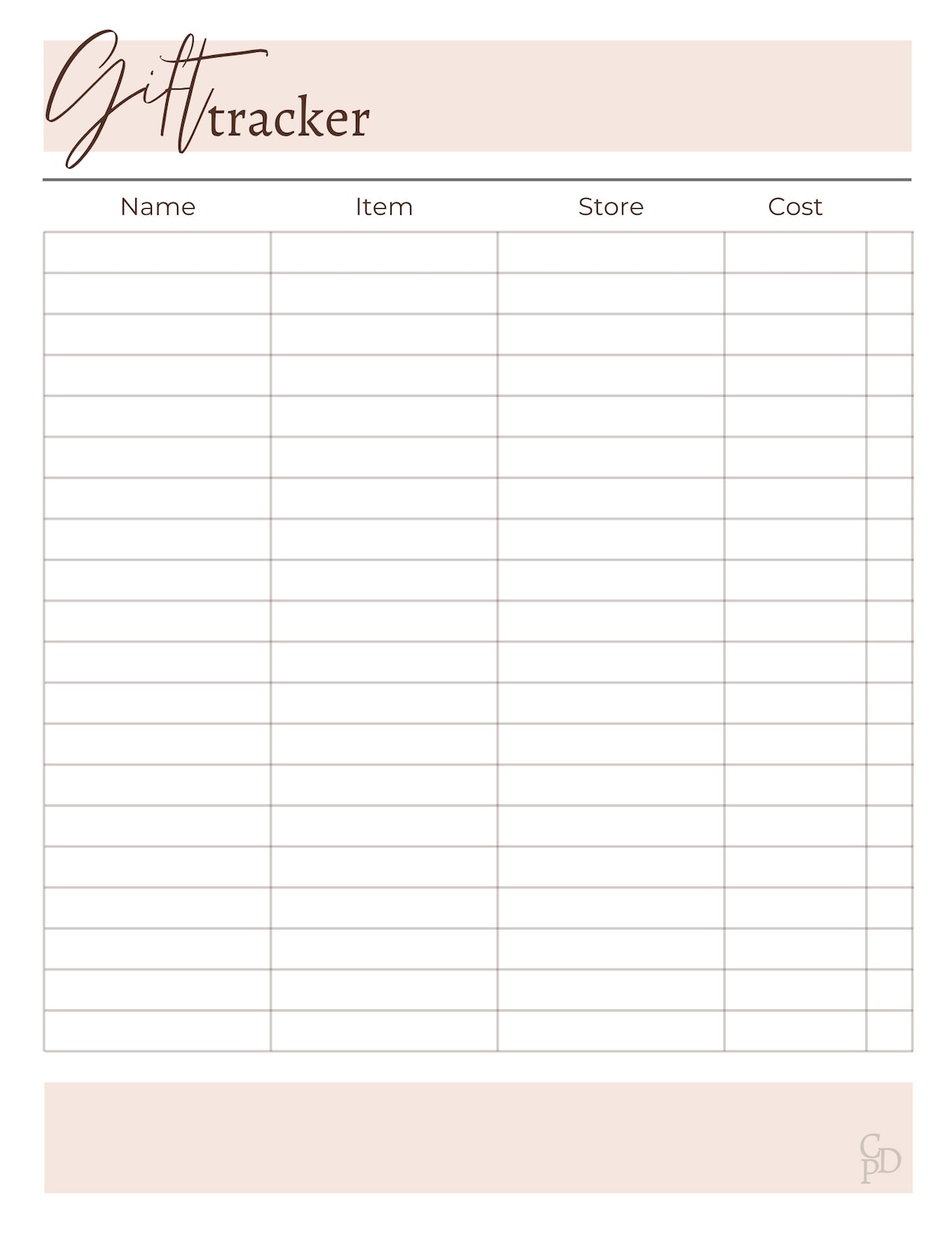 Gift Tracker Template