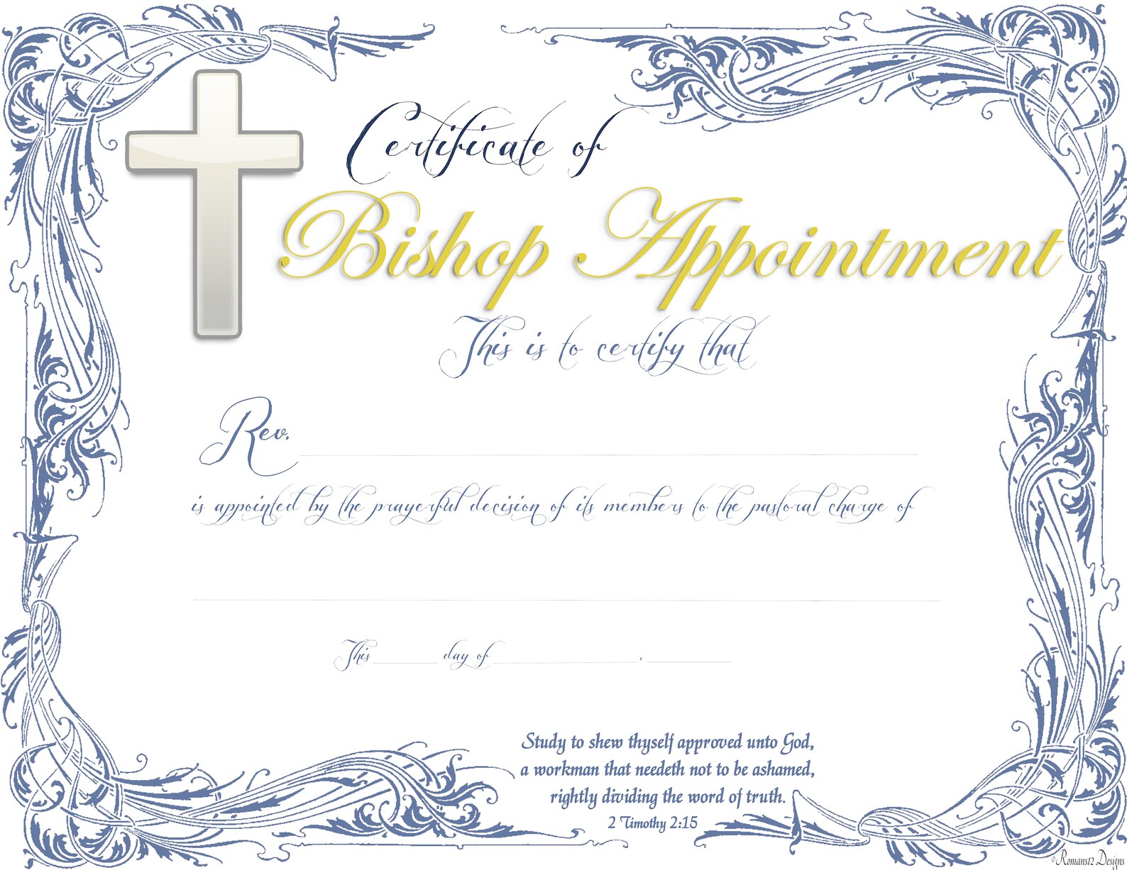 Bishop Appointment Certificate PDF Printable Downloadable - Etsy