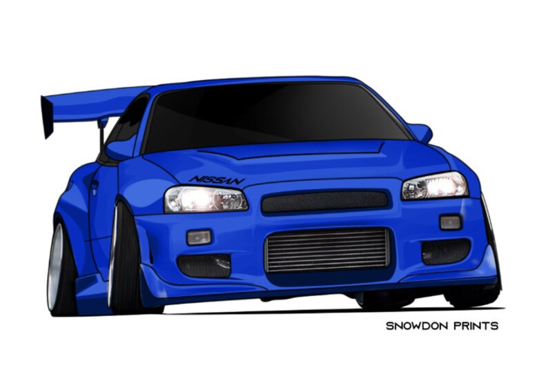 Nissan Skyline GTR R34 in Blue Digital Art JPG Print File - Etsy