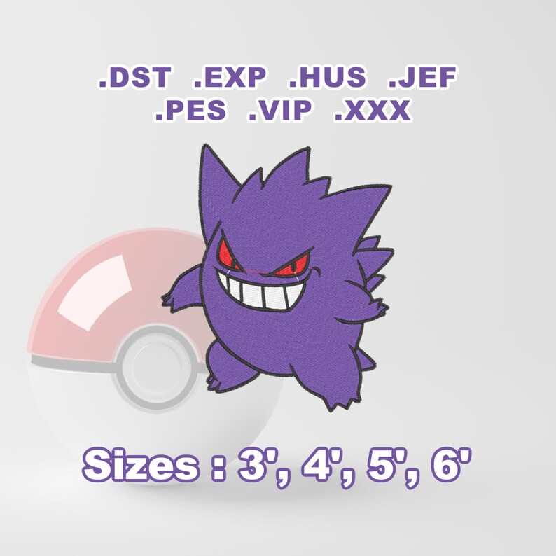 Gengar Pokemon Machine Embroidery Design Digital Download | Etsy