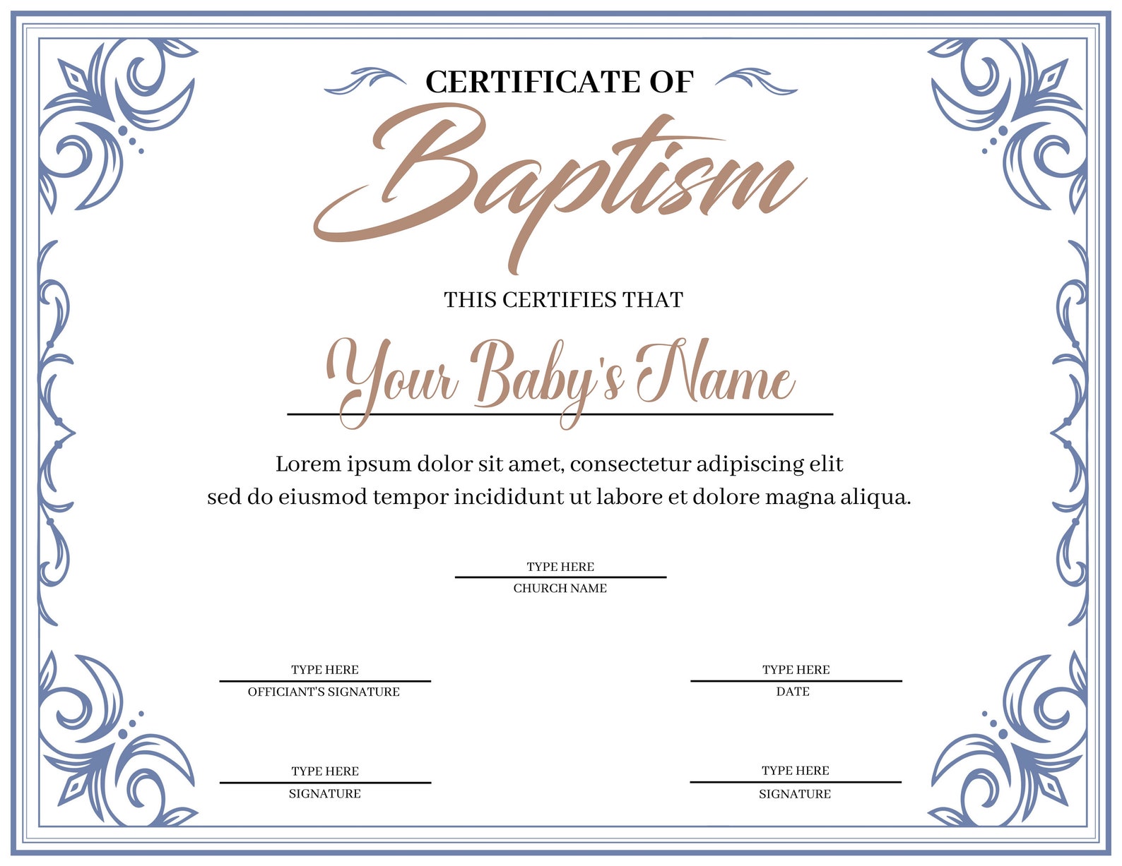 Editable Certificate of Baptism. DIY Baptism Template. - Etsy