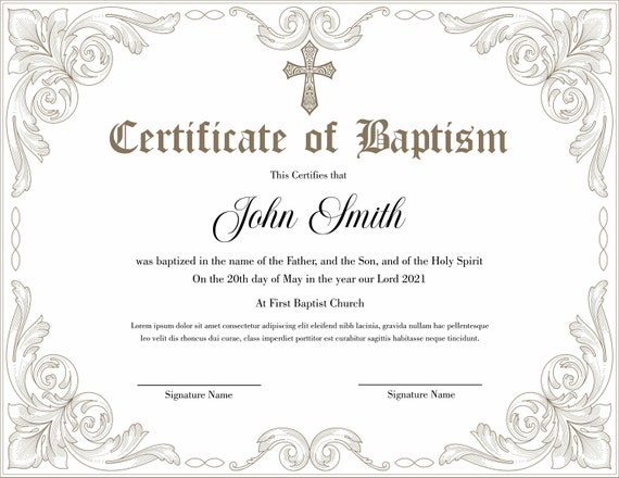 Baptism Certificate Template Free