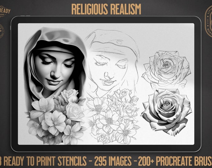 Religious B&g realism design bundle XL collection, custom designs for Procreate