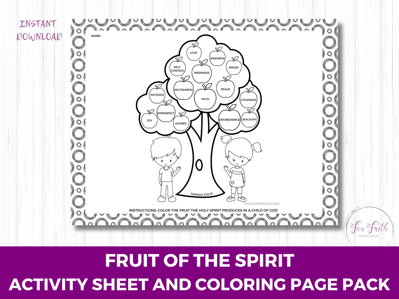 Fruit Of The Spirit Coloring Page And Activity Sheet Fruit Of The