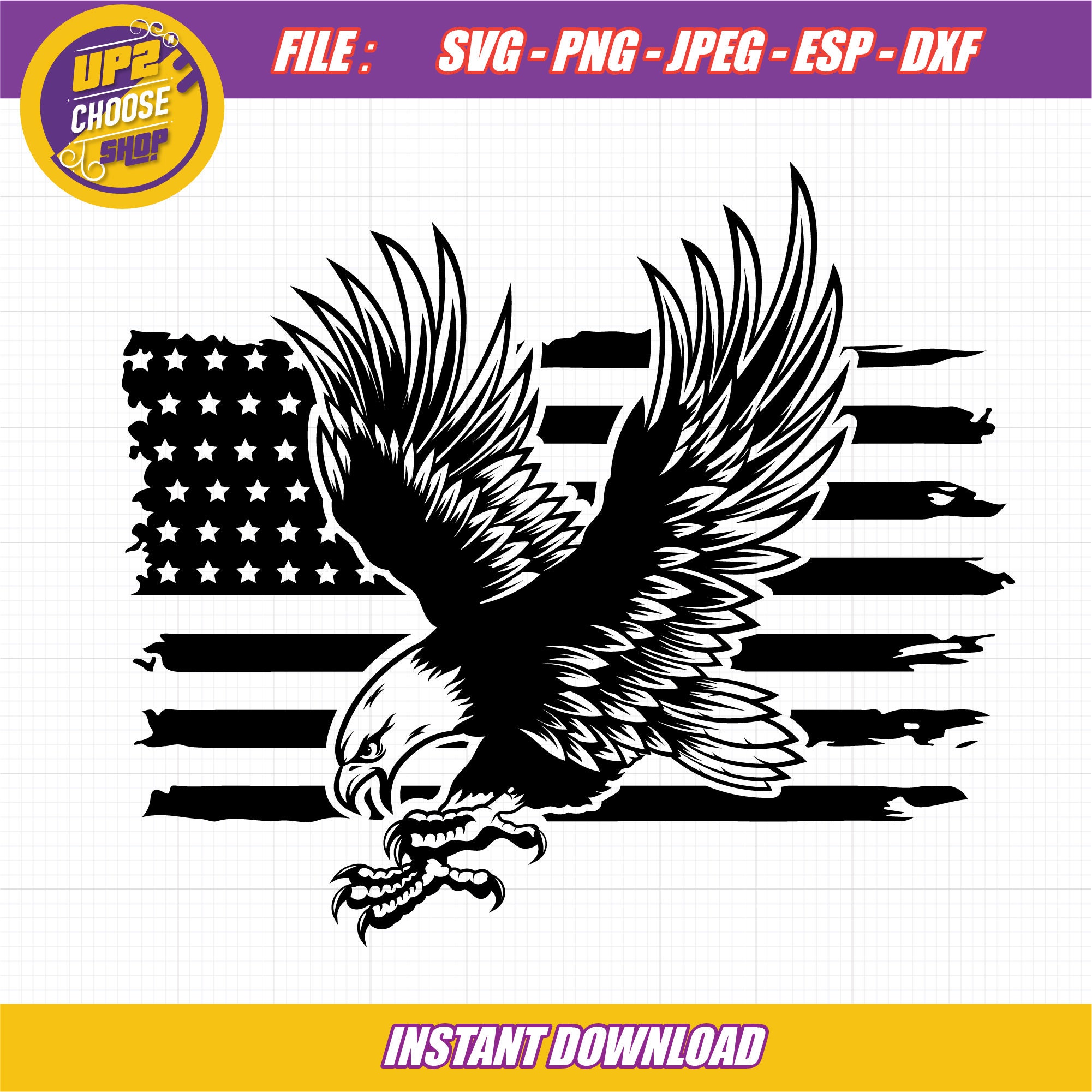 American Bald Eagle SVG ,eagle With Flag Svg, Eagle USA Svg, Eagle ...