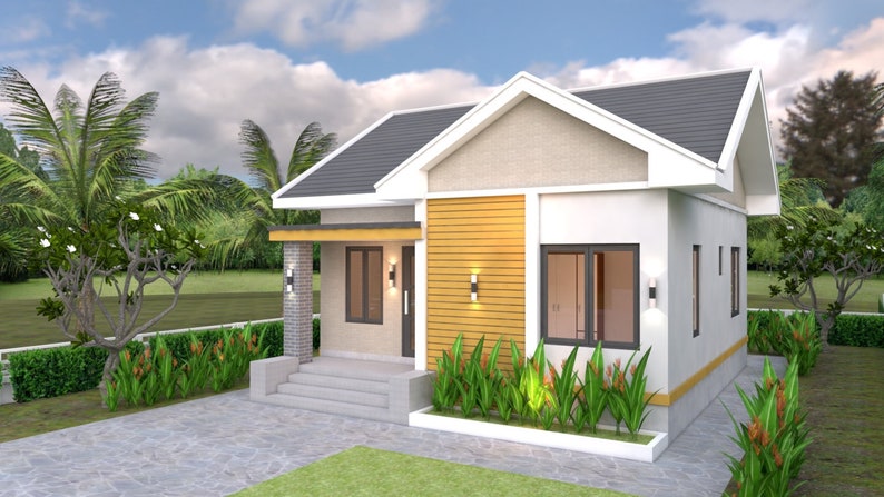 7.5m X 8.5m 2 Bedroom Tiny House Plan Gable Roof Modern House/floor ...