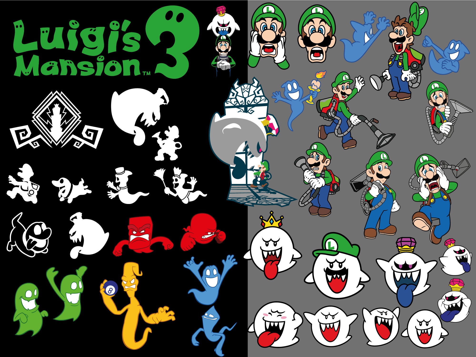 Luigi's Svg Mansion Svg King Boo Svg Boo Cut Files for - Etsy