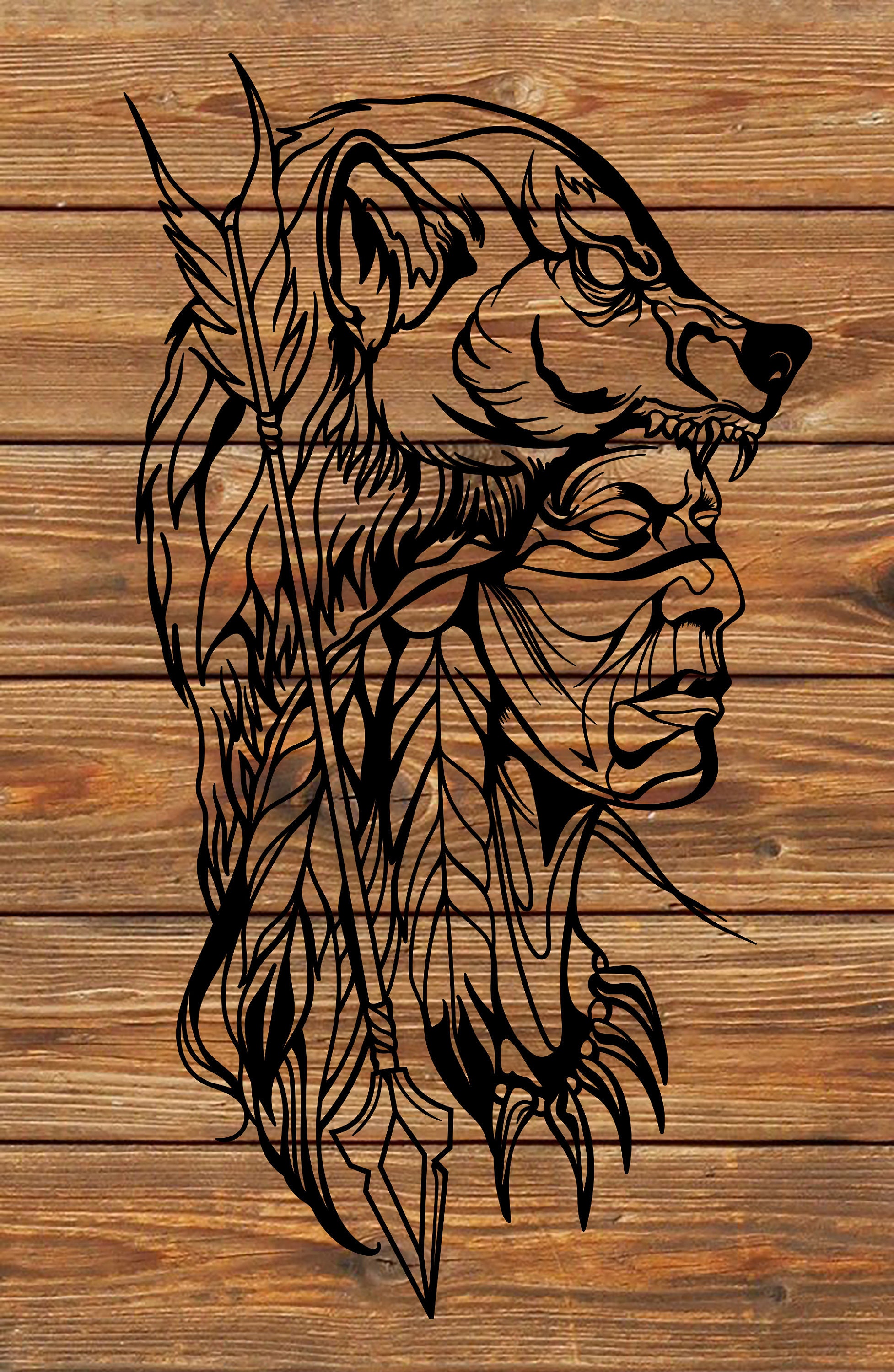 PNG SVG File Native American Wolf Warrior Stencil for Cricut - Etsy Canada